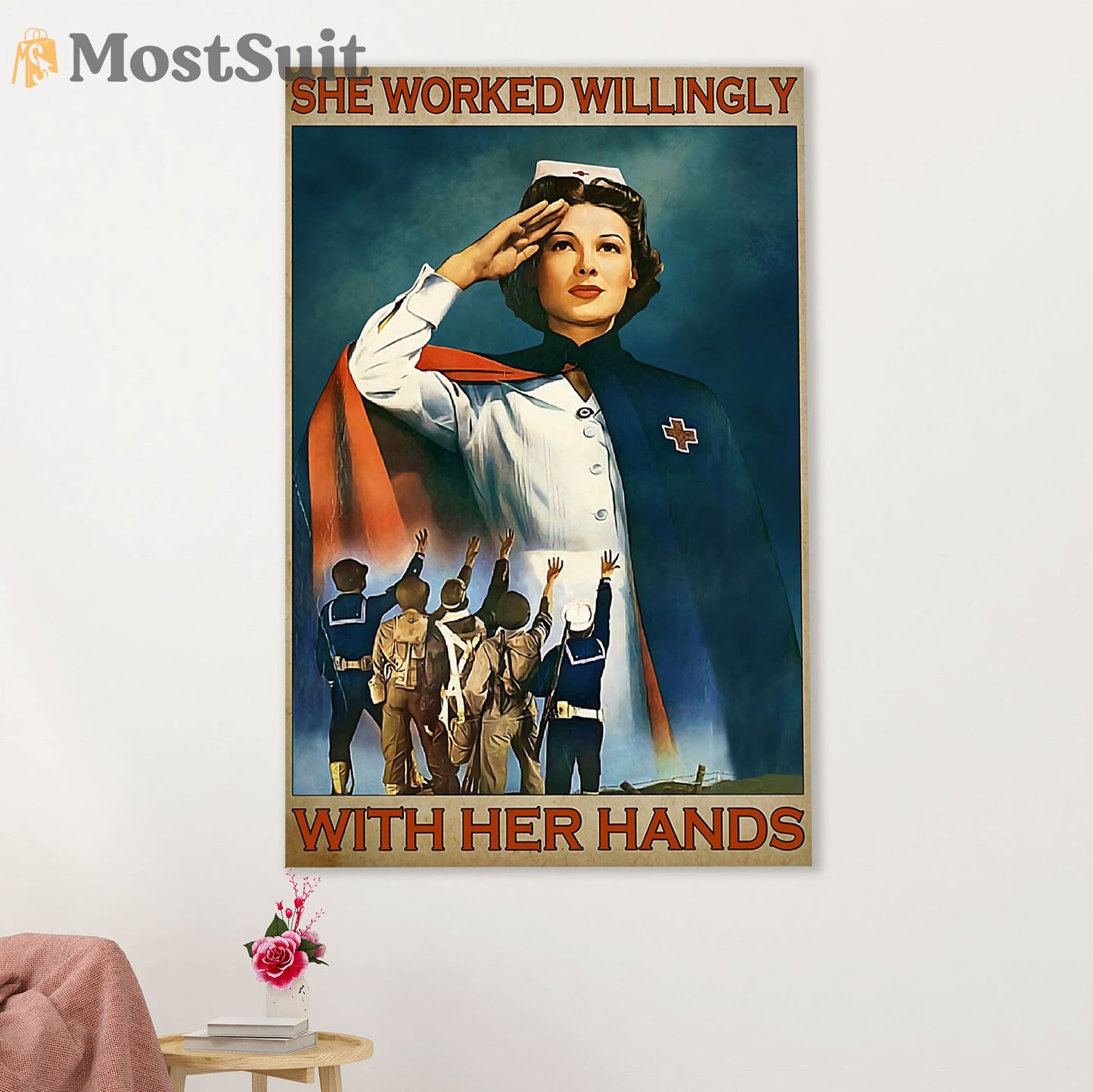 Nurse Poster | With Her Hands | Wall Art Gift for Woman Nurse, Female Nursing