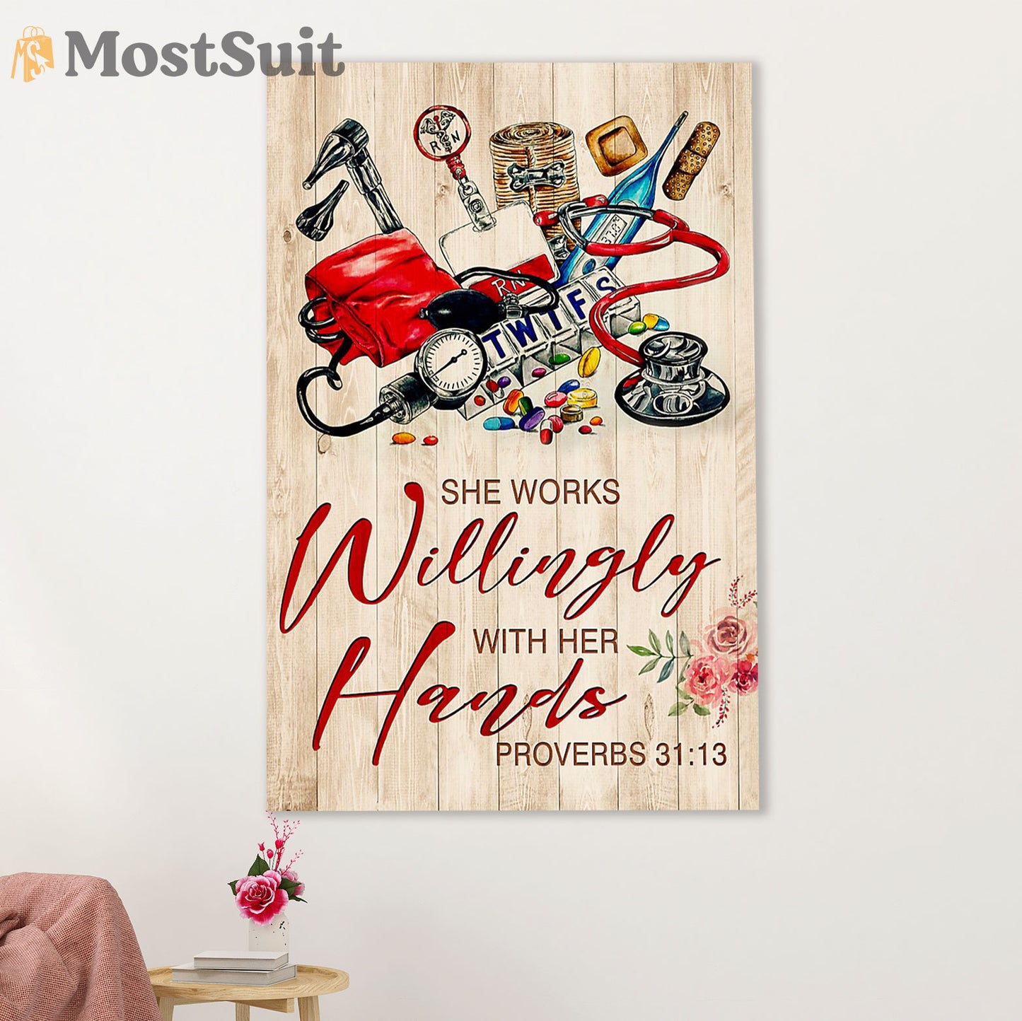 Nurse Poster | With Her Hands | Wall Art Gift for Woman Nurse, Female Nursing