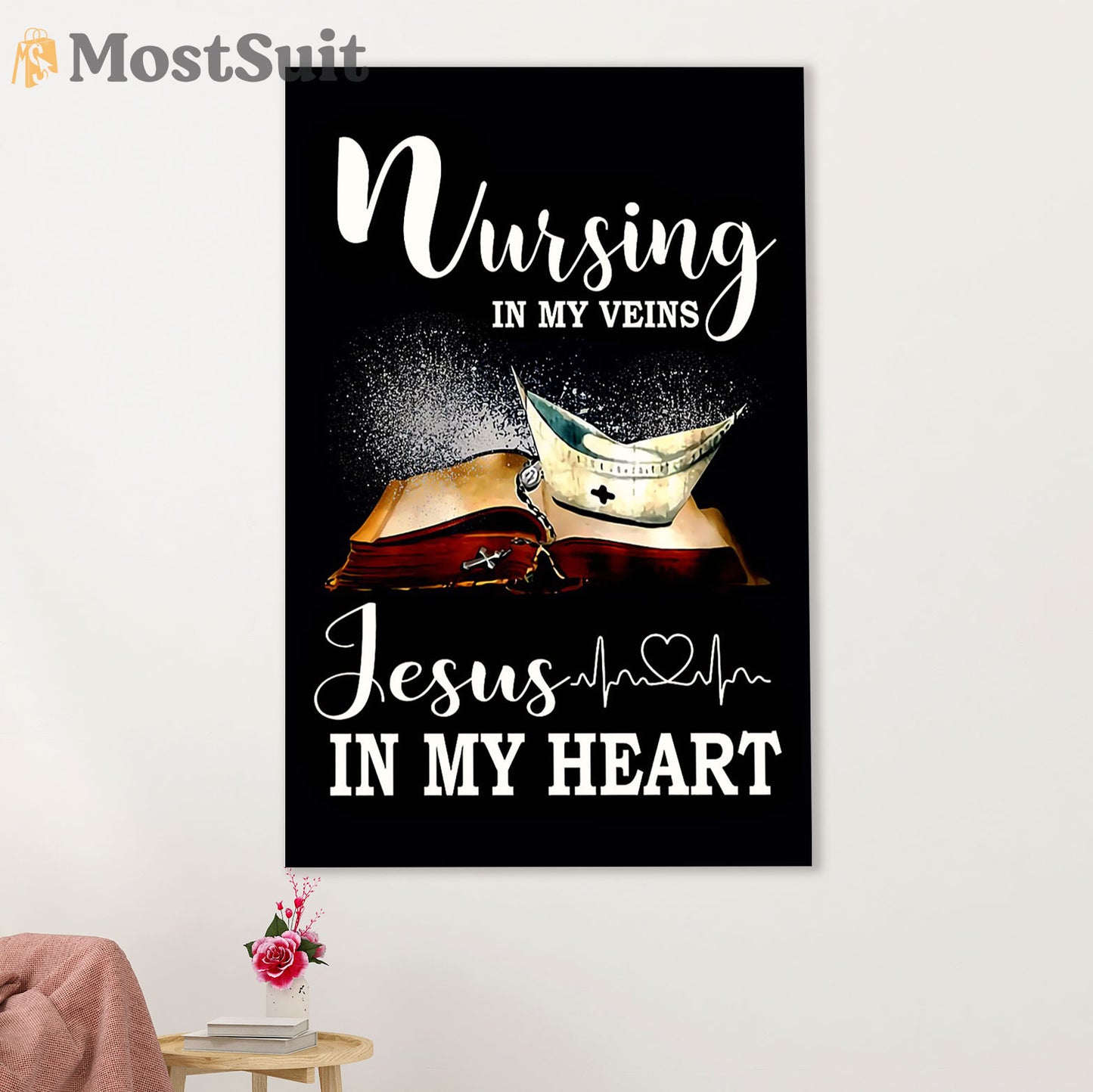 Nurse Canvas Wall Art Prints | Nursing In My Veins | Gift for Woman Nurse, Female Nursing