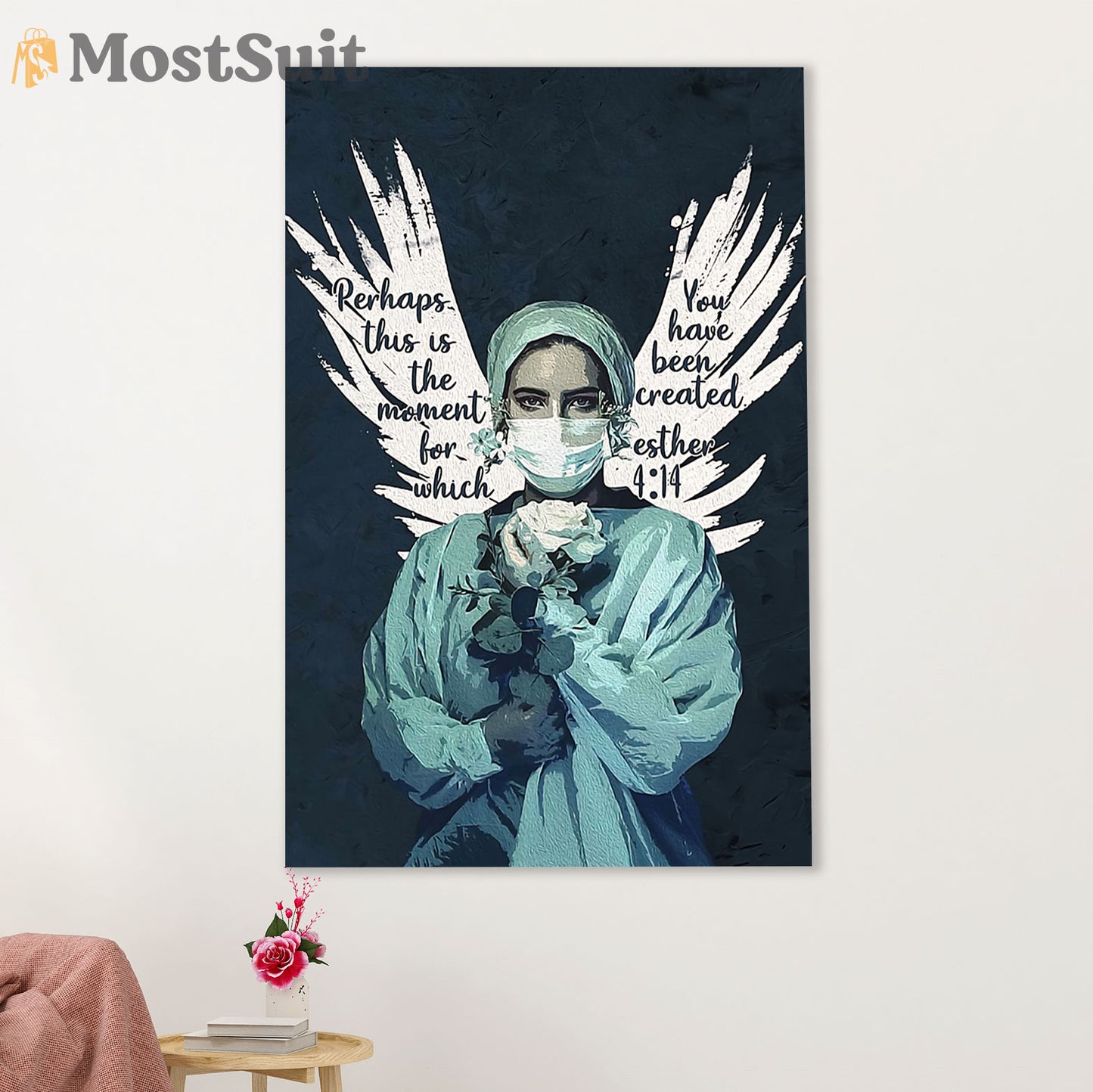 Nurse Canvas Wall Art Prints | Angel Wings | Gift for Woman Nurse, Female Nursing