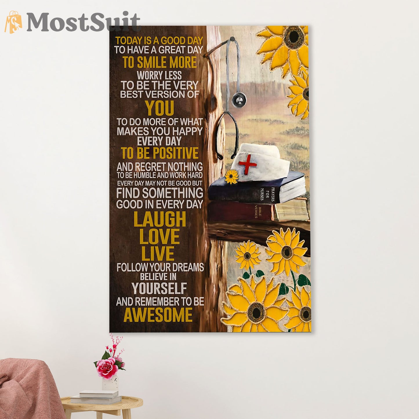 Nurse Canvas Wall Art Prints | Laugh Love Live | Gift for Woman Nurse, Female Nursing