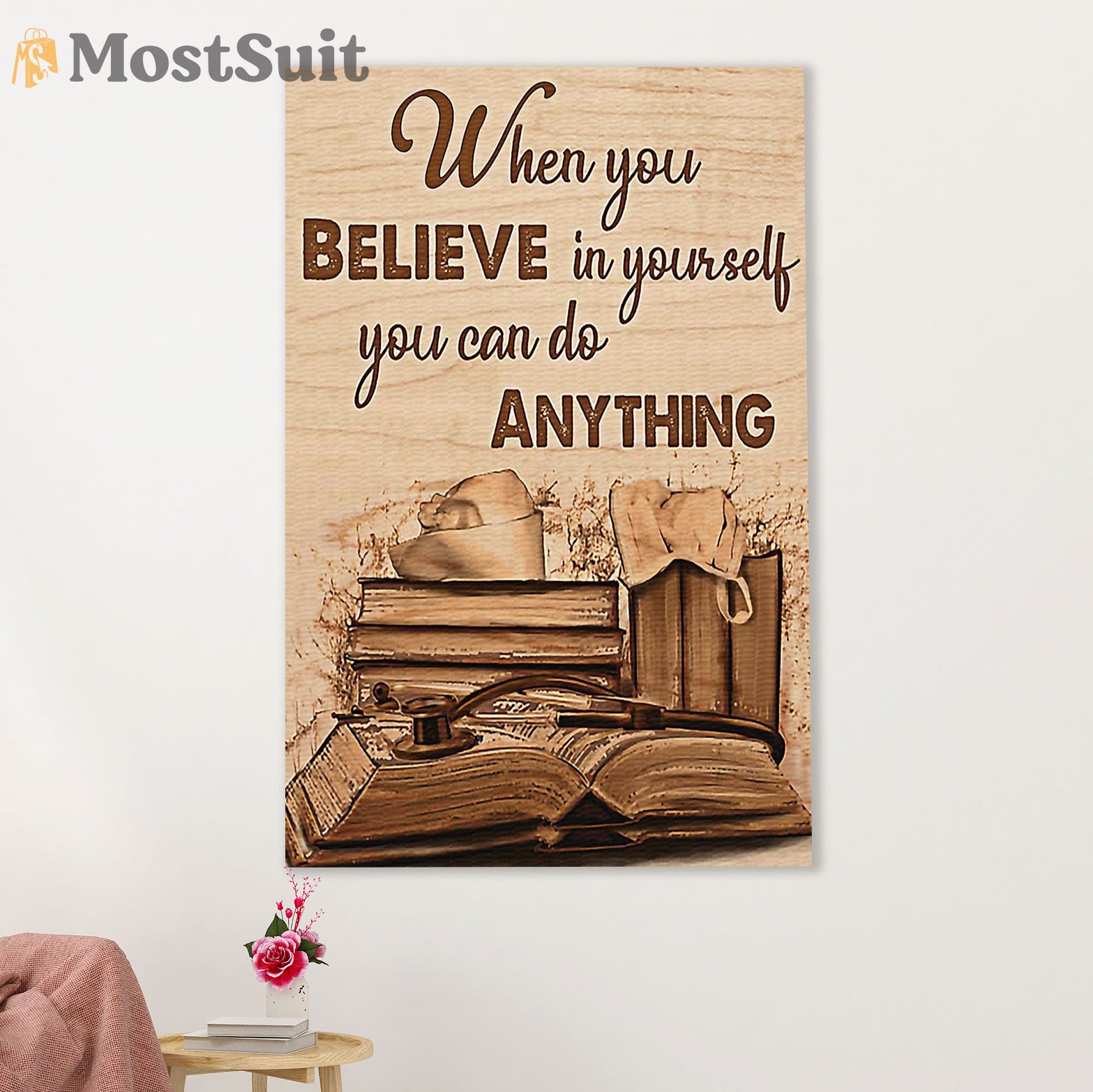 Nurse Canvas Wall Art Prints | When You Believe In Yourself | Gift for Woman Nurse, Female Nursing