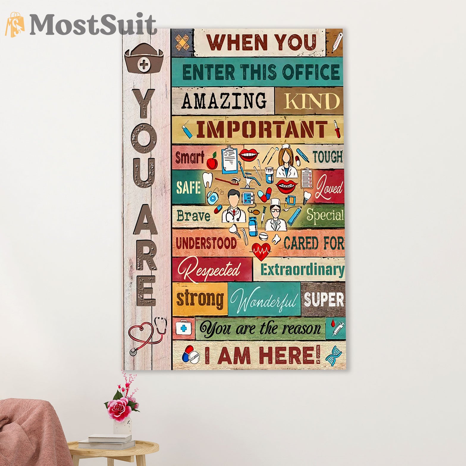 Nurse Canvas Wall Art Prints | I Am Here | Gift for Woman Nurse, Female Nursing