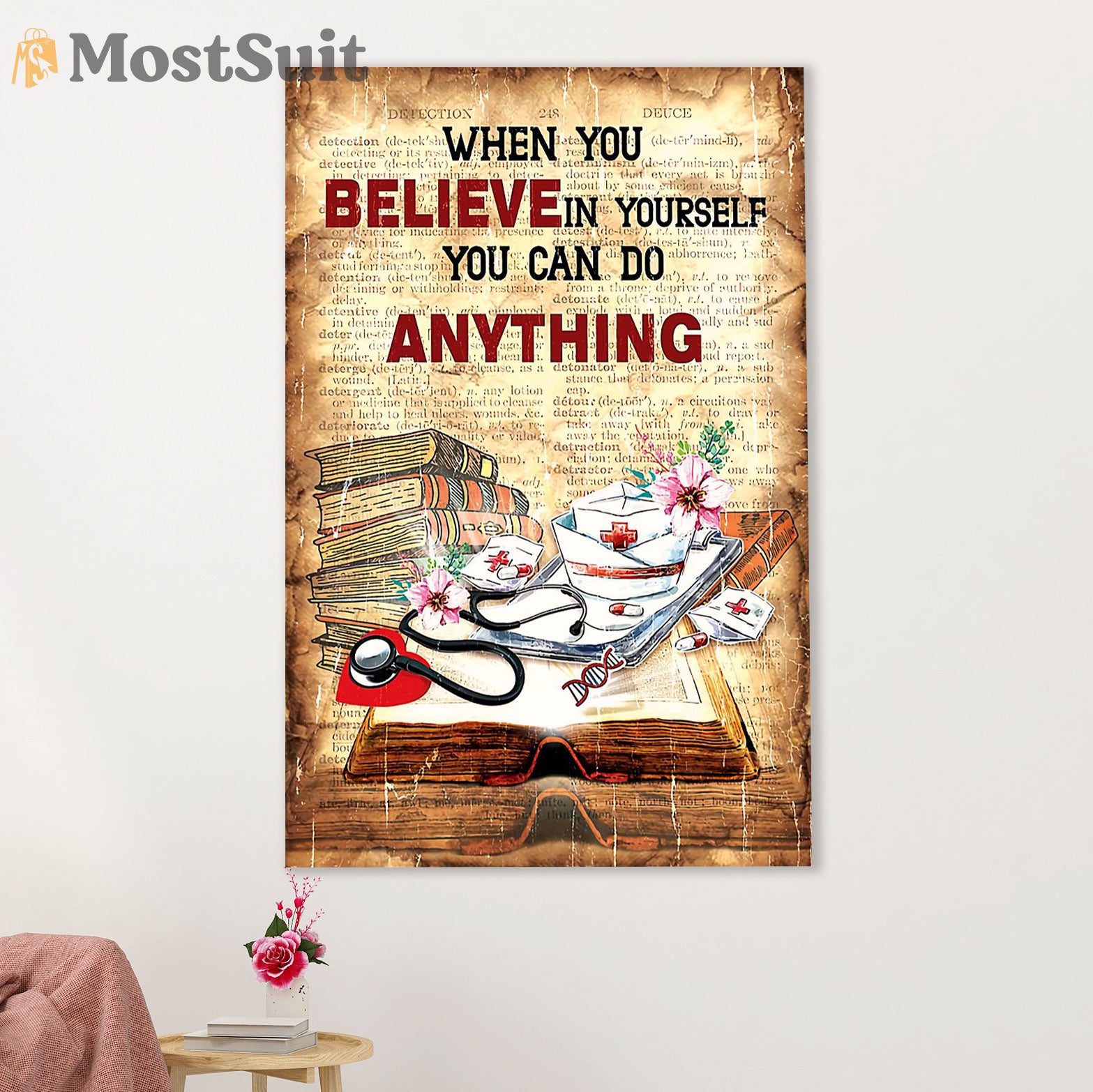 Nurse Canvas Wall Art Prints | When You Believe In Yourself | Gift for Woman Nurse, Female Nursing