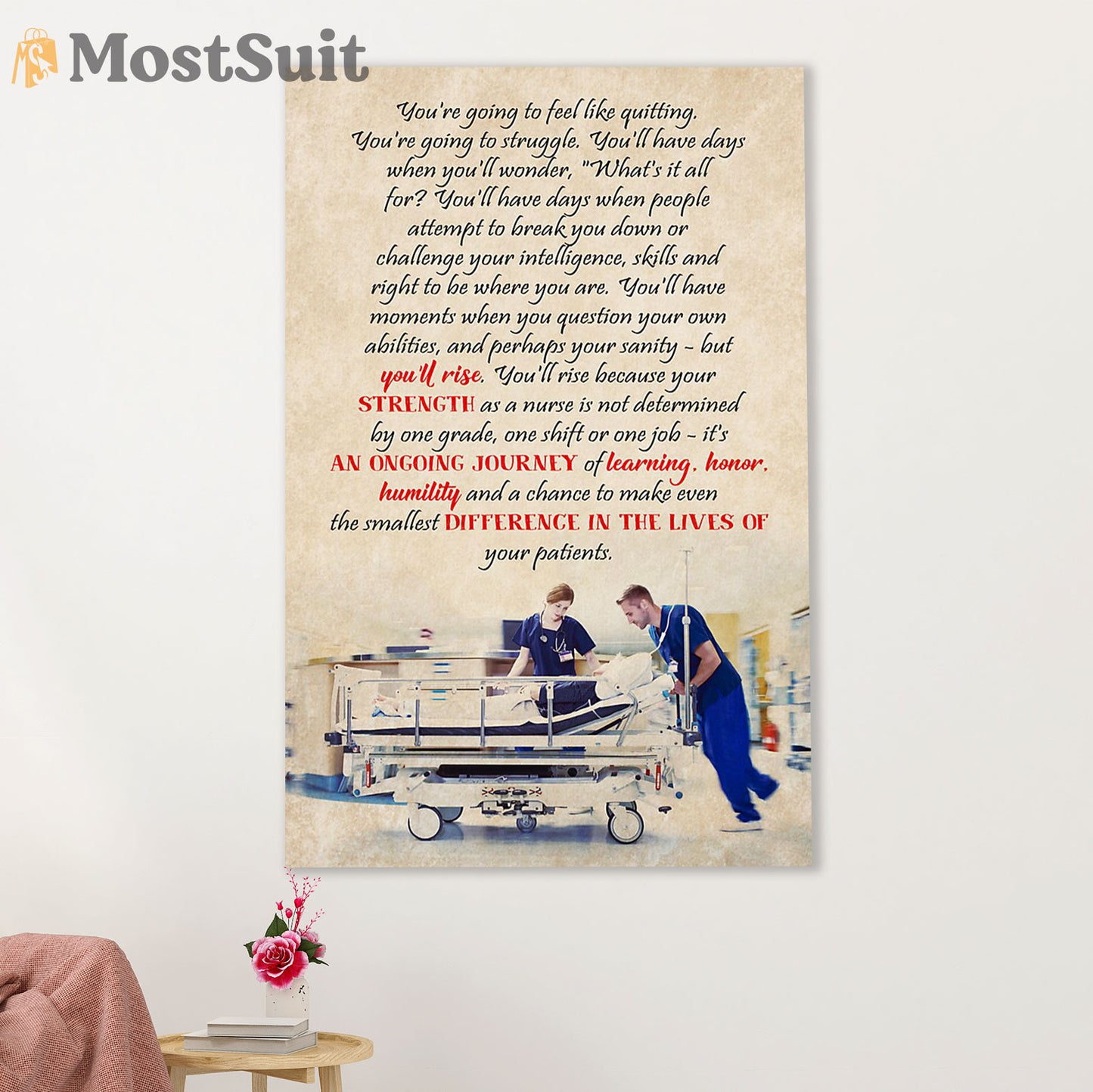 Nurse Canvas Wall Art Prints | Inspirational Quotes | Gift for Woman Nurse, Female Nursing