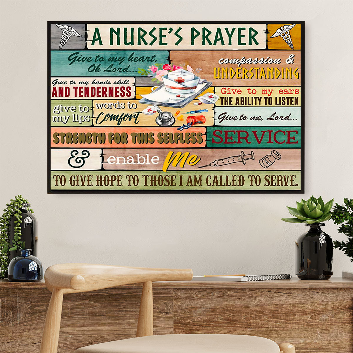 Nurse Canvas Wall Art | Nurse's Prayer | Gift for Woman Nurse, Female Nursing