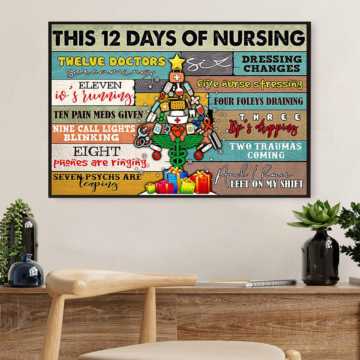 Nurse Poster | 12 Days Of Nursing | Wall Art Gift for Woman Nurse, Female Nursing