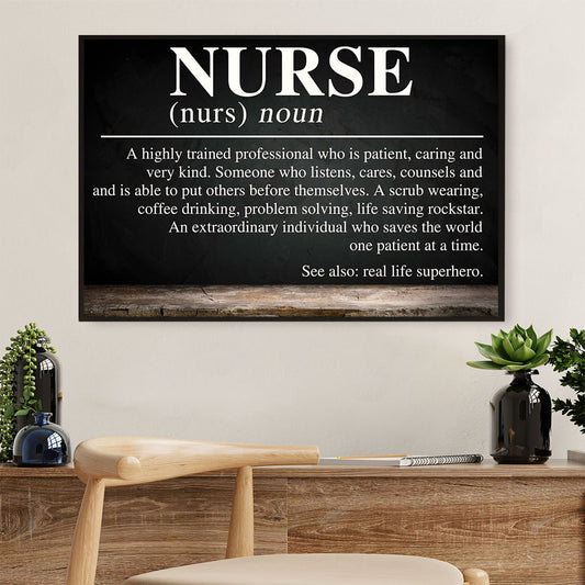 Nurse Canvas Wall Art | Nurse Definition | Gift for Woman Nurse, Female Nursing