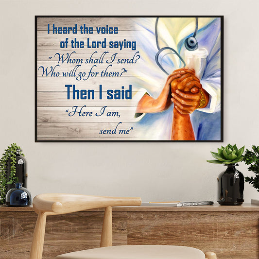 Nurse Poster | Here I Am | Wall Art Gift for Woman Nurse, Female Nursing