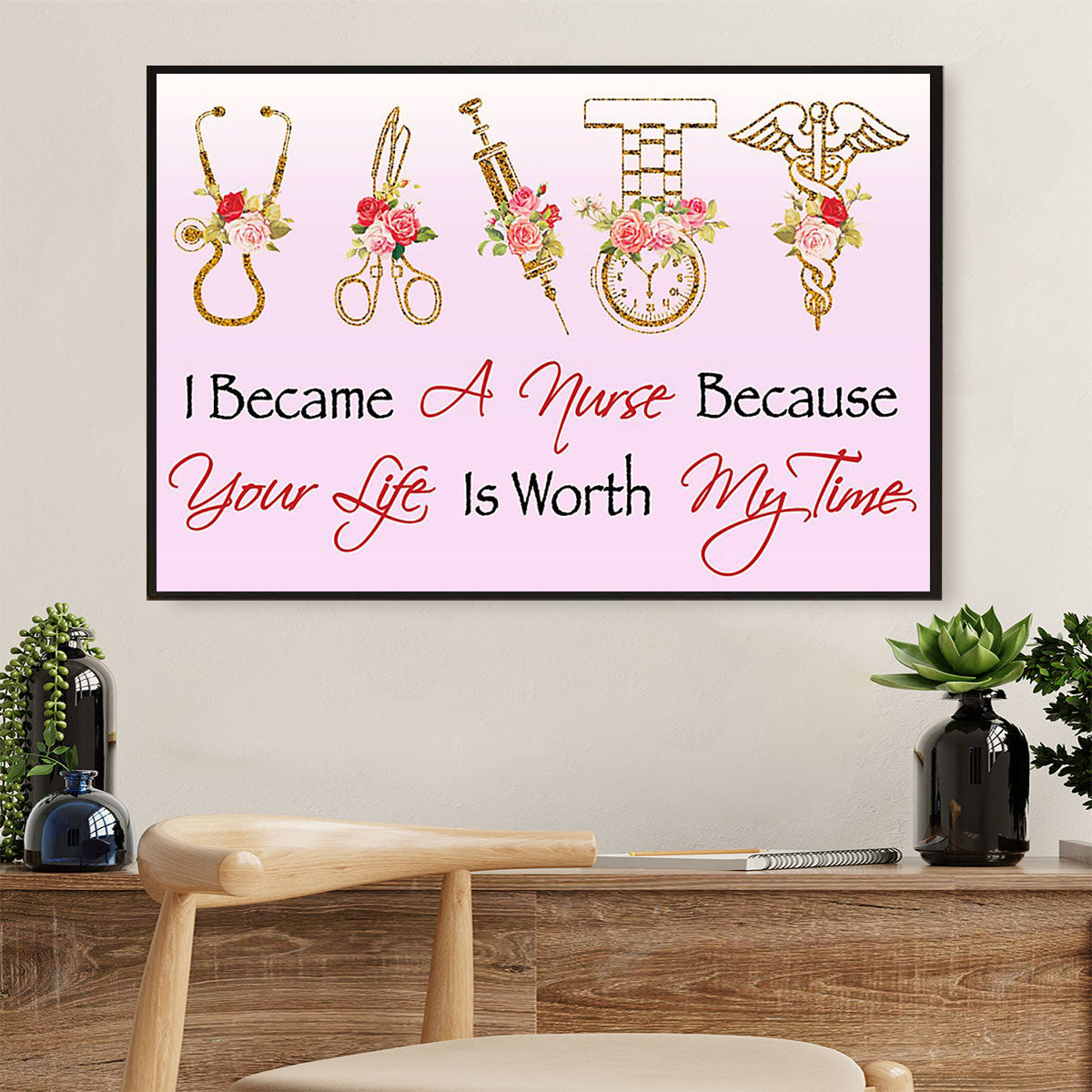 Nurse Canvas Wall Art | I Became A Nurse | Gift for Woman Nurse, Female Nursing