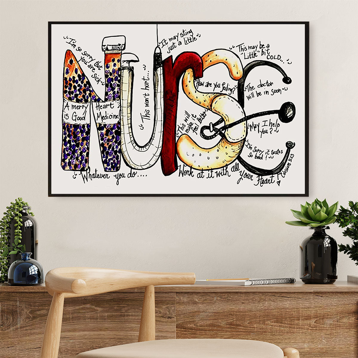Nurse Poster | NURSE | Wall Art Gift for Woman Nurse, Female Nursing