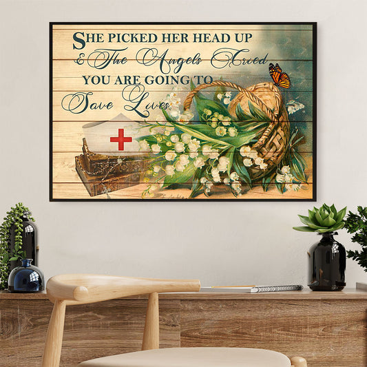 Nurse Canvas Wall Art | She Picked Her Head Up | Gift for Woman Nurse, Female Nursing