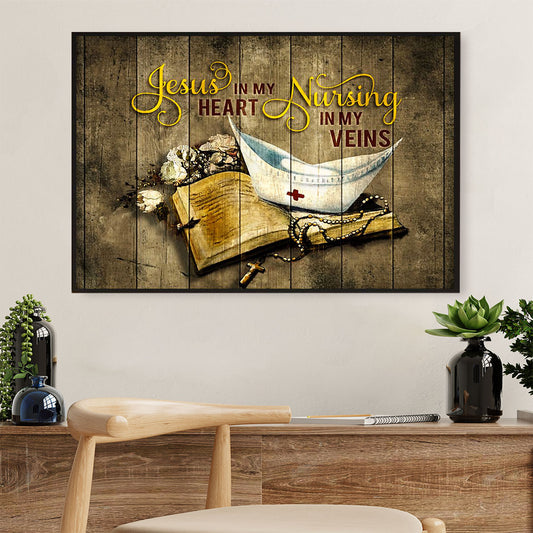 Nurse Poster | Nursing In My Veins | Wall Art Gift for Woman Nurse, Female Nursing