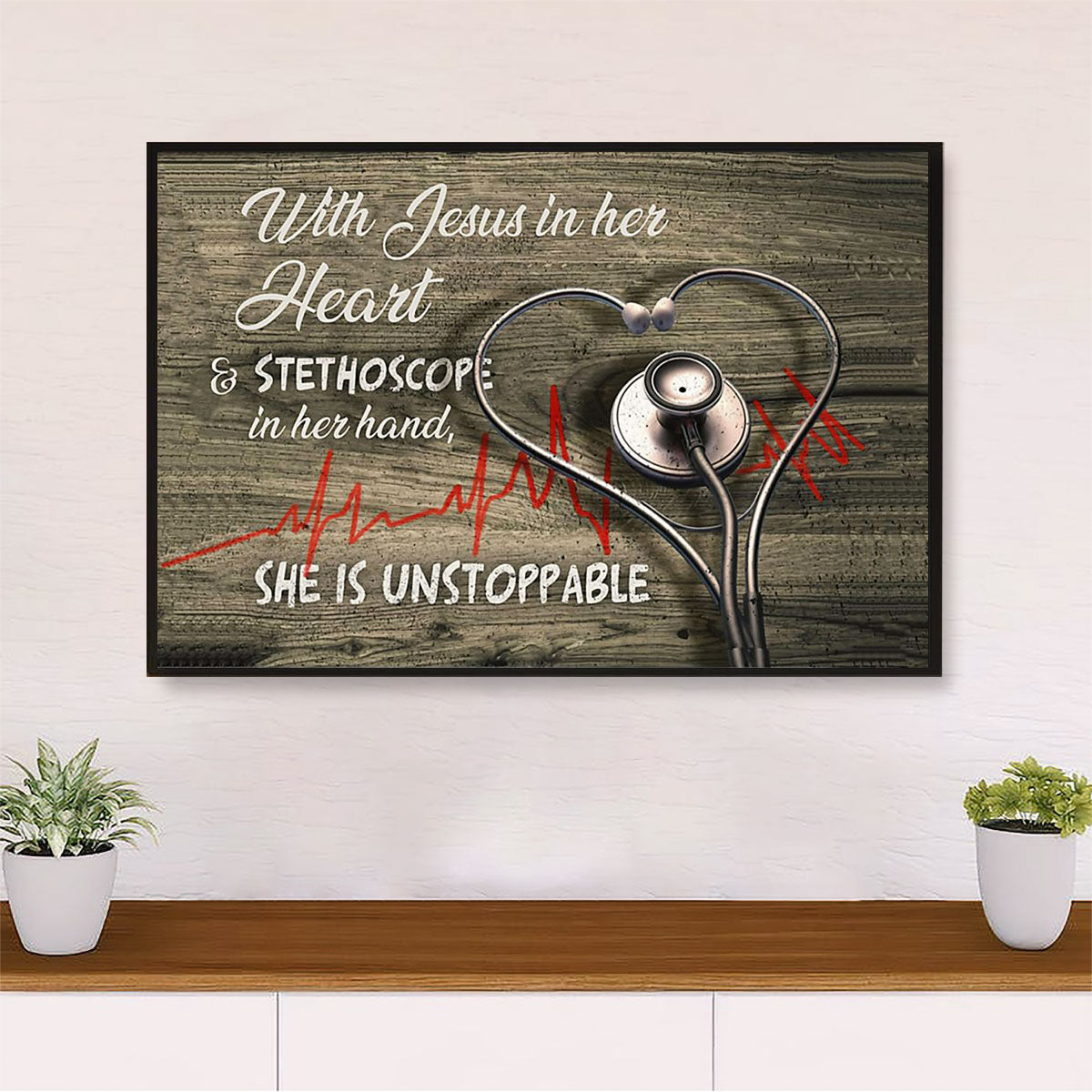 Nurse Poster | She Is Unstoppable | Wall Art Gift for Woman Nurse, Female Nursing