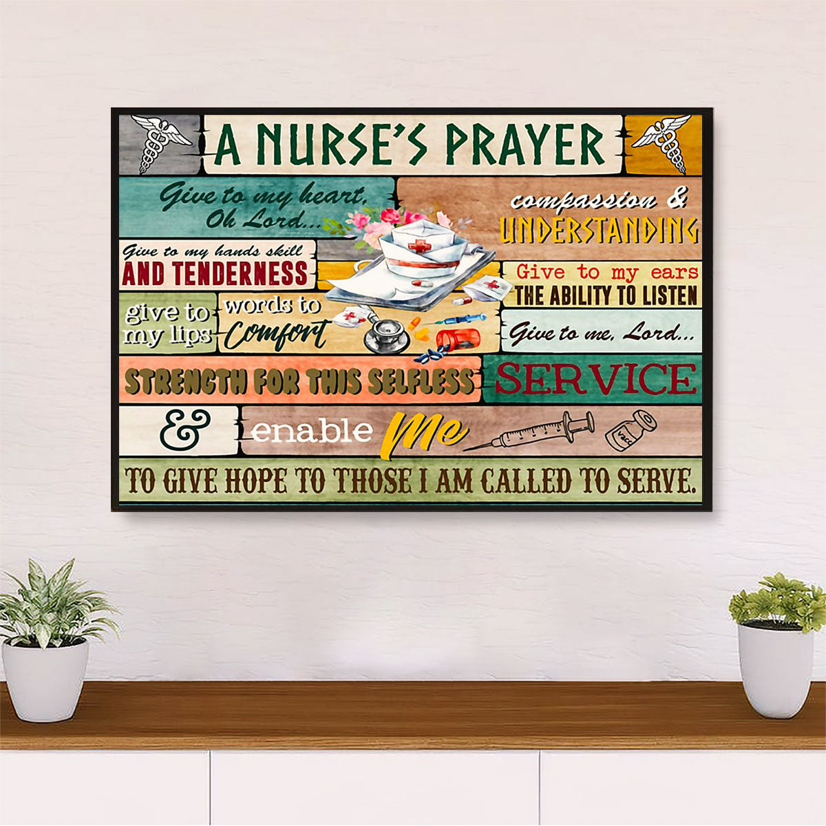 Nurse Canvas Wall Art | Nurse's Prayer | Gift for Woman Nurse, Female Nursing