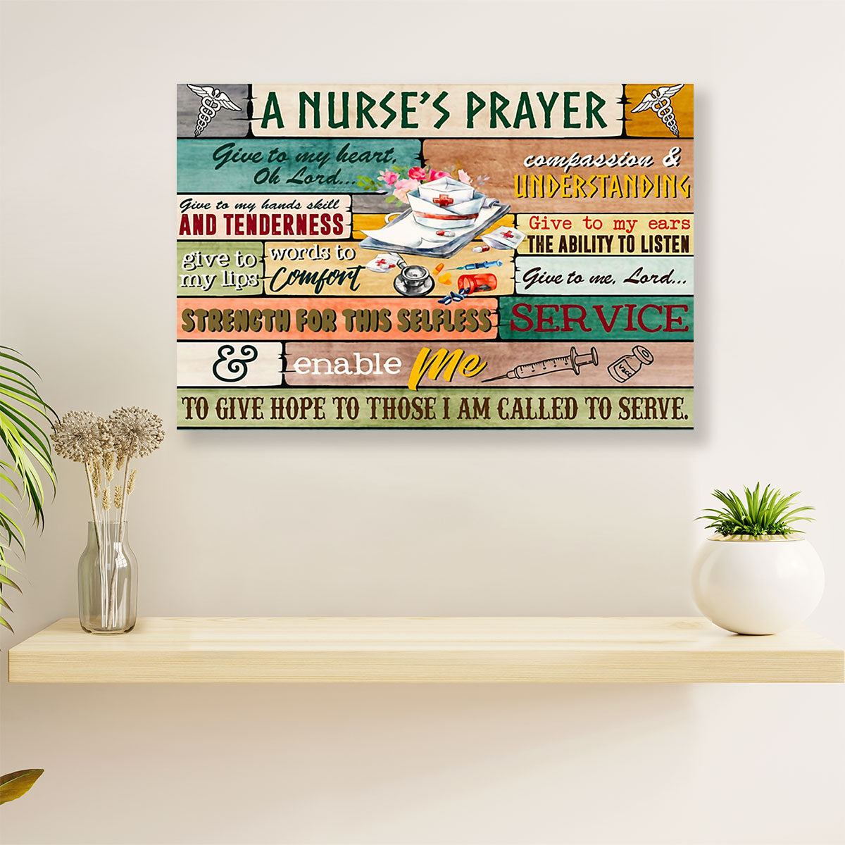 Nurse Poster | Nurse's Prayer | Wall Art Gift for Woman Nurse, Female Nursing