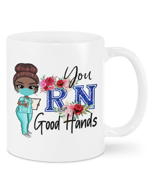 Nurse Coffee Mug | Good Hands | Drinkware Gift for Woman Nurse, Female Nursing