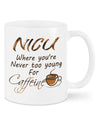 Nurse Coffee Mug | Never too Young For Caffeine | Drinkware Gift for Woman Nurse, Female Nursing