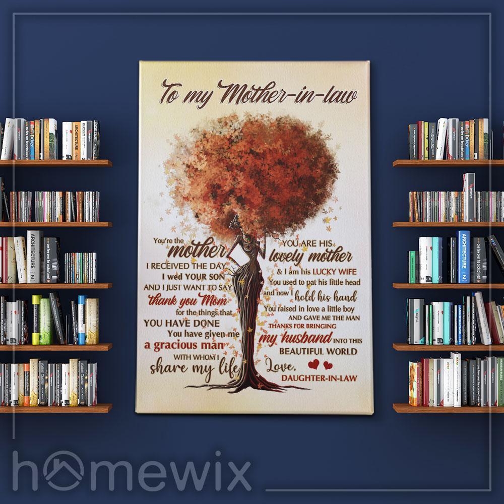 To My MotherInLaw, Thanks For Bringing My Husband Into This Beautiful World, Black Woman Canvas And Poster Wall Art | Wall Decor
