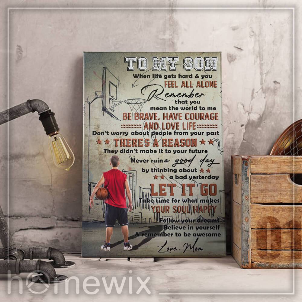 Mom To Son, Believe In Yourself Basketball Canvas And Poster | Wall Decor