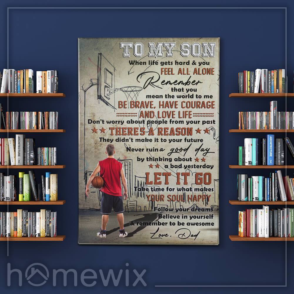 Dad To Son, Believe In Yourself Basketball Canvas And Poster | Wall Decor