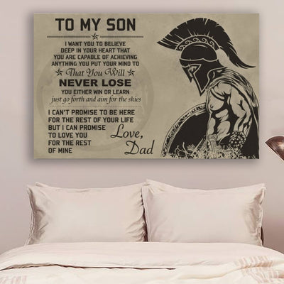 spartan Canvas and Poster – to my son – never lose wall decor visual art