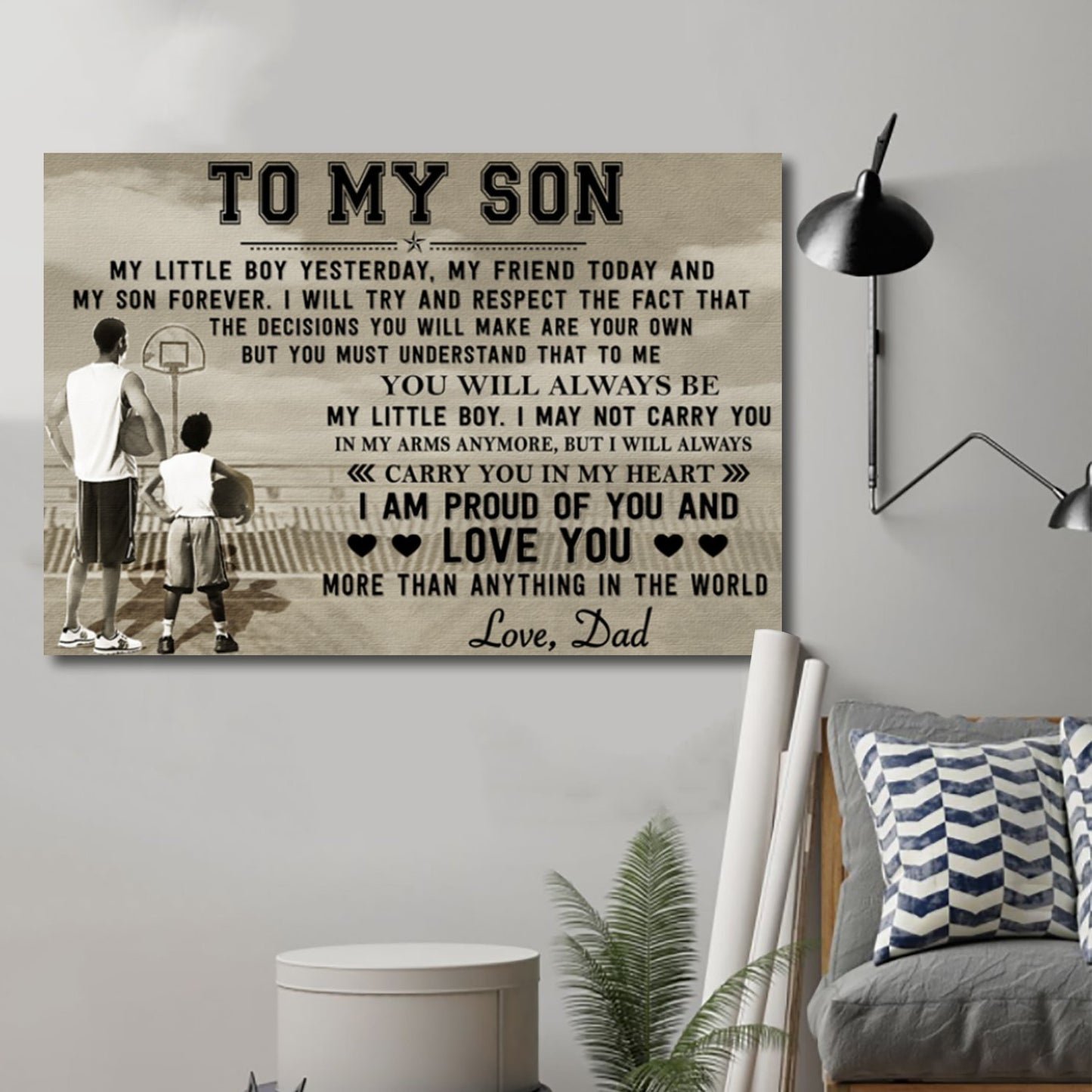 Basketball Canvas and Poster To my Son my little boy wall decor