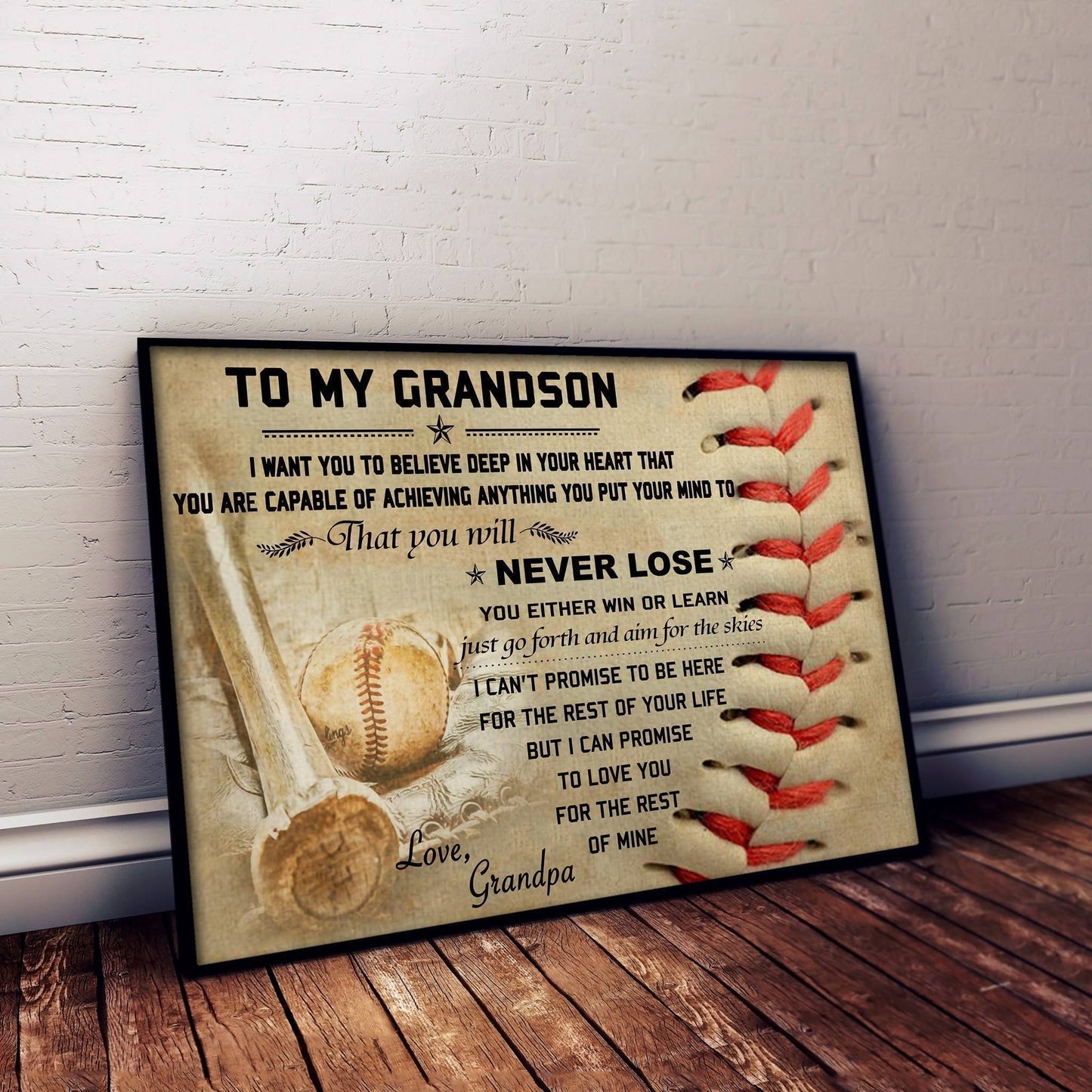 Baseball Canvas and Poster – grandpa grandson – never lose wall decor