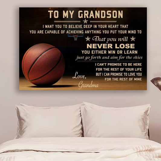 Basketball Grandma to Grandson Never Lose Canvas and Poster wall decor visual art