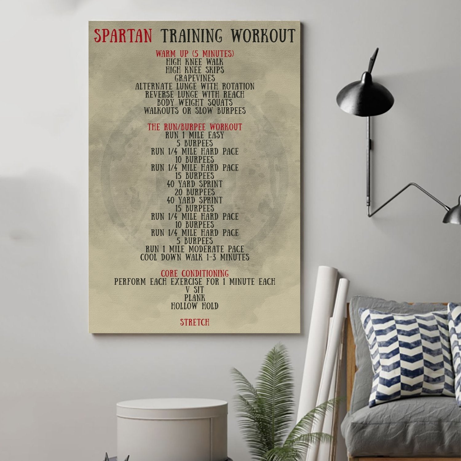 spartan Canvas and Poster spartan training workout wall decor