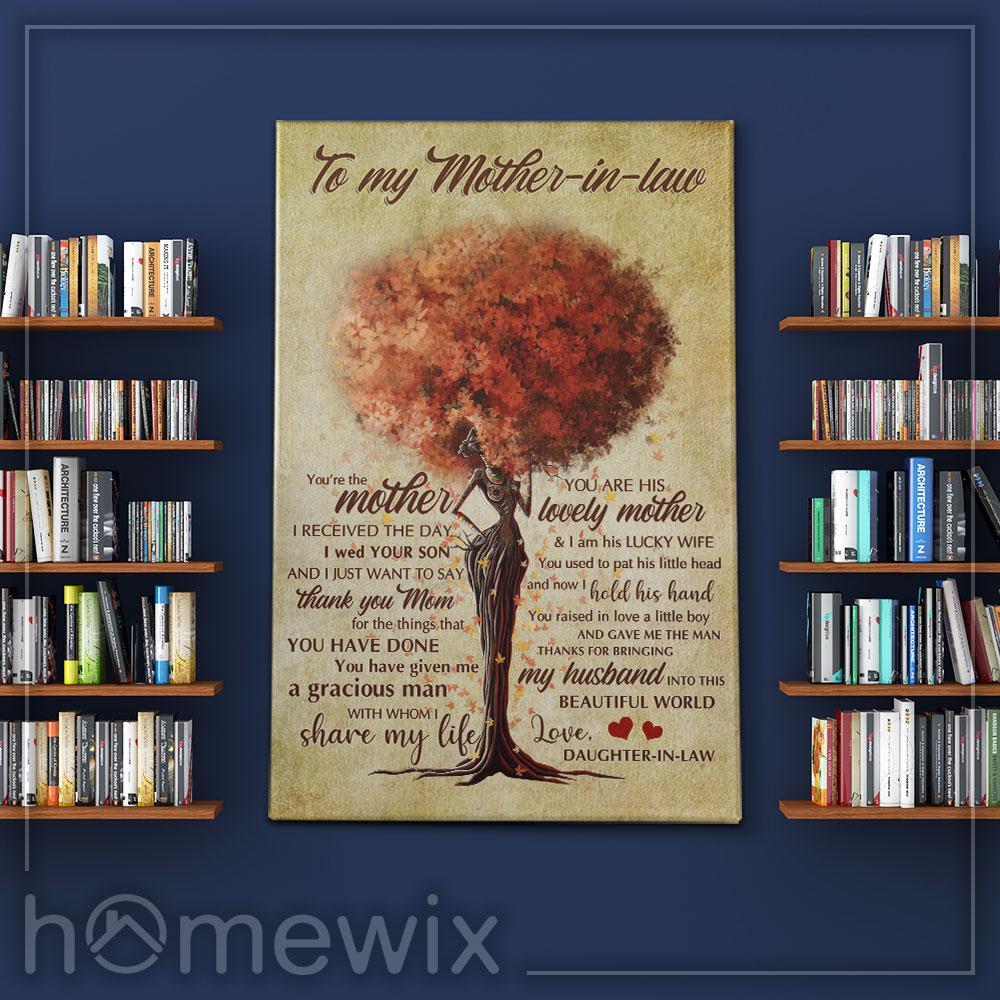 To My MotherInLaw, Thanks For Bringing My Husband Into This Beautiful World, Black Woman Canvas And Poster Wall Art | Wall Decor
