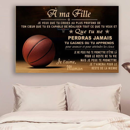 basketball Canvas and Poster mom to daughter never lose french version wall decor visual art