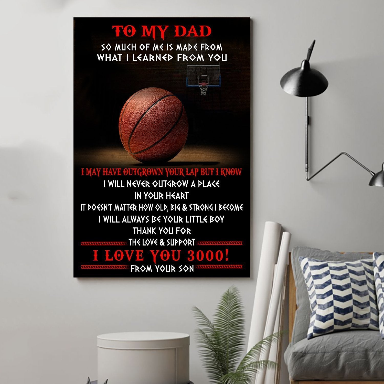 basketball Canvas and Poster Son to Dad so much of me wall decor visual art