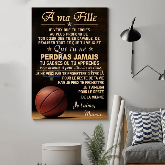basketball Canvas and Poster Mom to daughter never lose french vs wall decor visual art