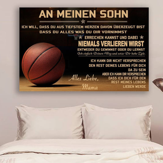 basketball Canvas and Poster mom to son never lose german version wall decor visual art
