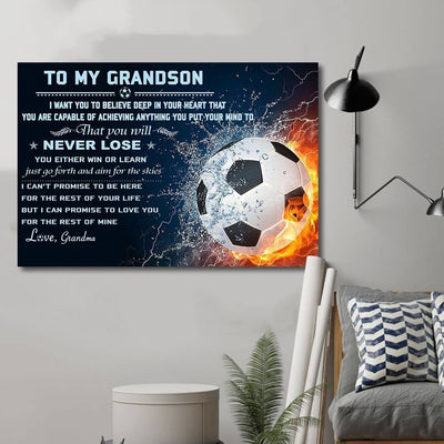 Canvas and Poster Grandma to Grandson Never Lose soccer wall decor