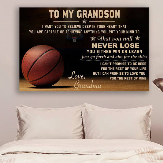 Basketball Canvas and Poster grandma to grandson never lose wall decor visual art