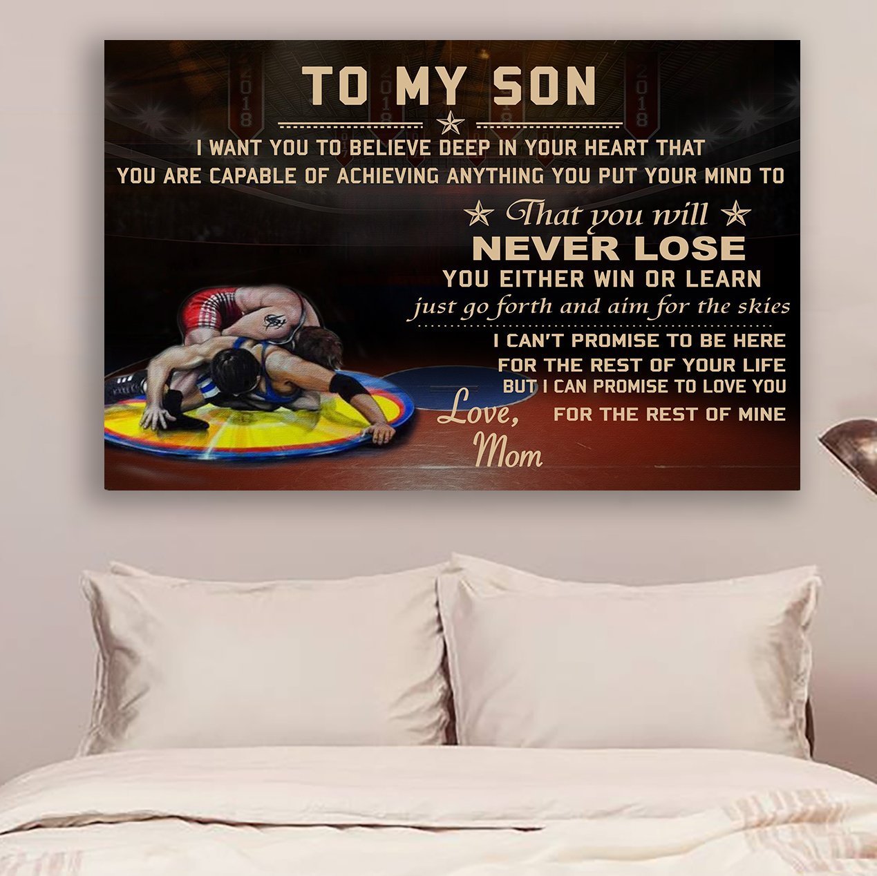 Wrestling Canvas and Poster Mom to son never lose vs4 wall decor visual art  - MostSuit