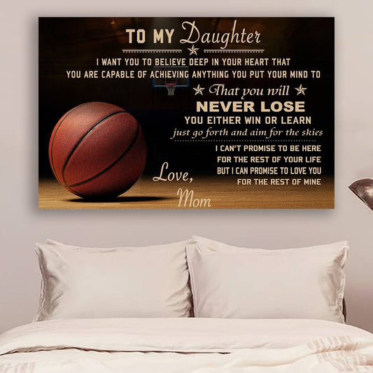 Canvas and Poster Basketball Mom to daughter Never Lose wall decor visual art