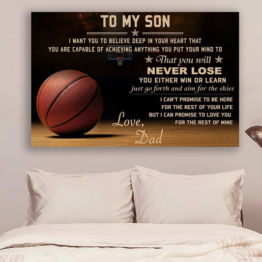 Basketball Canvas and Poster dad to son never lose wall decor visual art