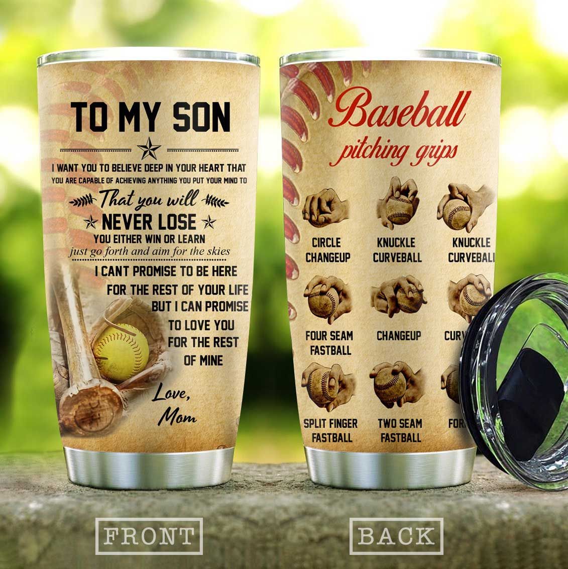 Baseball Pitching Grips Son Stainless Steel Tumbler Cups Drinkware 20oz - MostSuit