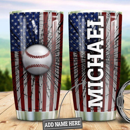 Personalized Baseball Stainless Steel Tumbler Cups Drinkware 20oz - MostSuit