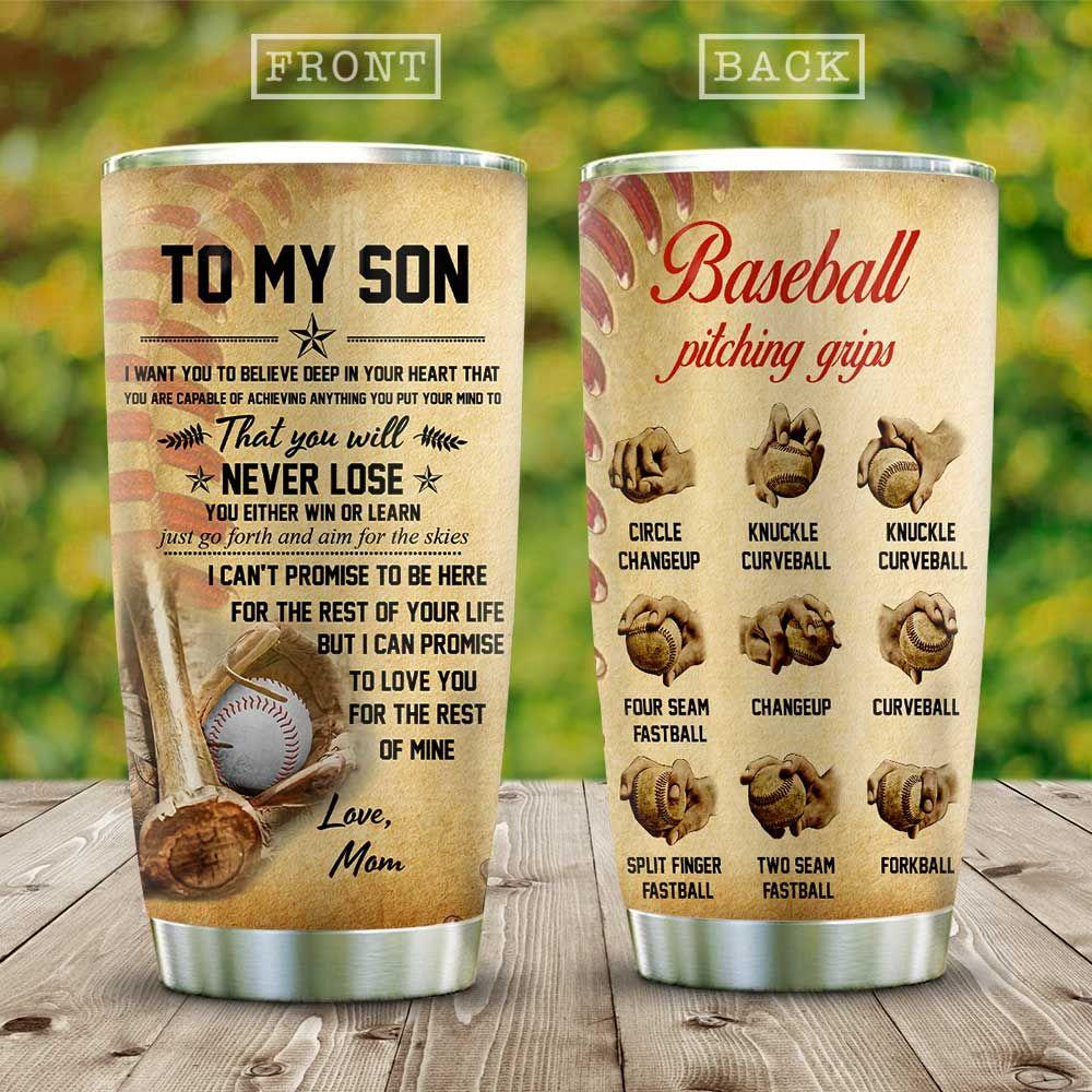 Baseball Pitching Grips Son Stainless Steel Tumbler Cups Drinkware 20oz - MostSuit