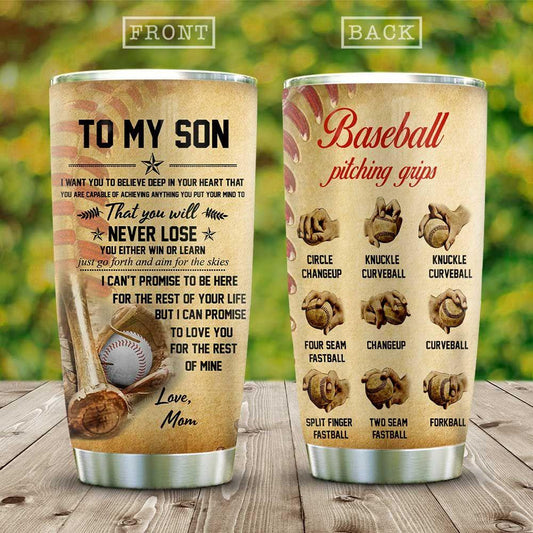 Baseball Pitching Grips Son Stainless Steel Tumbler Cups Drinkware 20oz - MostSuit