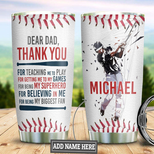 Personalized Baseball Son To Dad Stainless Steel Tumbler Cups Drinkware 20oz - MostSuit