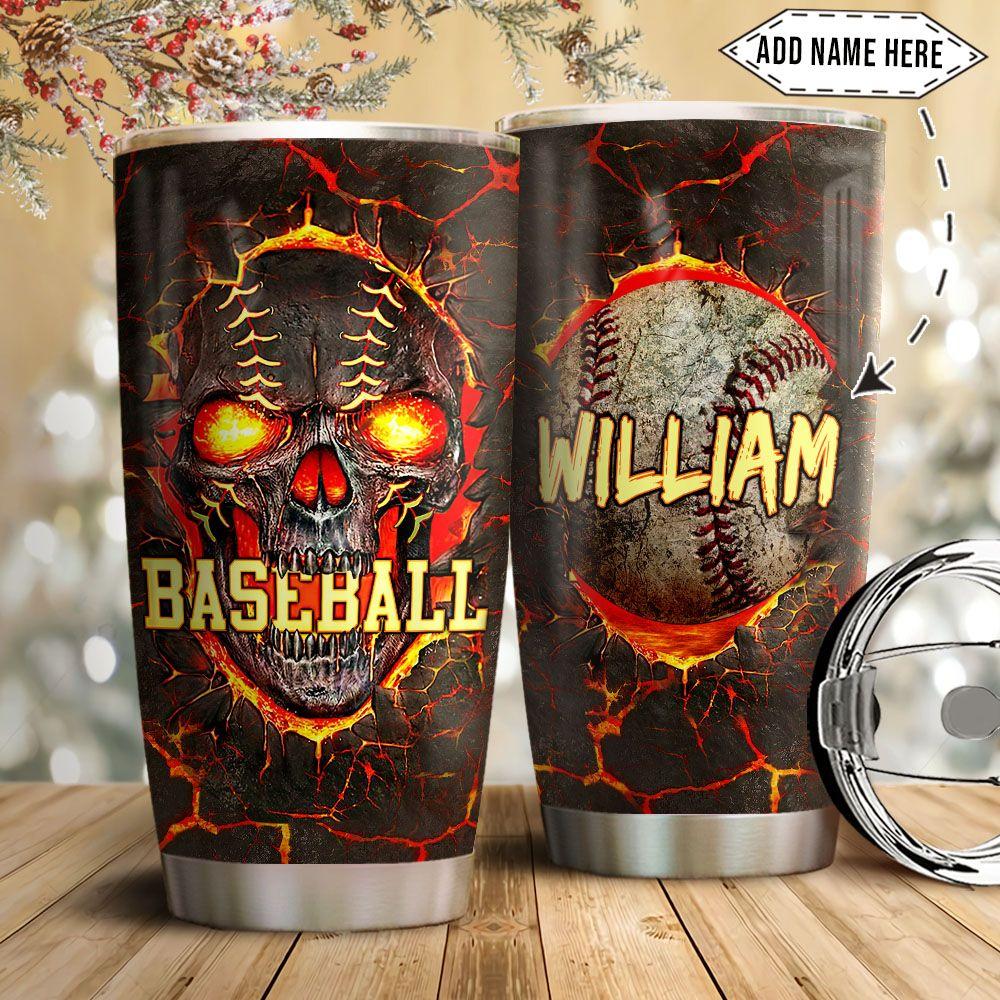 Baseball Skull Personalized NNR1411003 Stainless Steel Tumbler - MostSuit