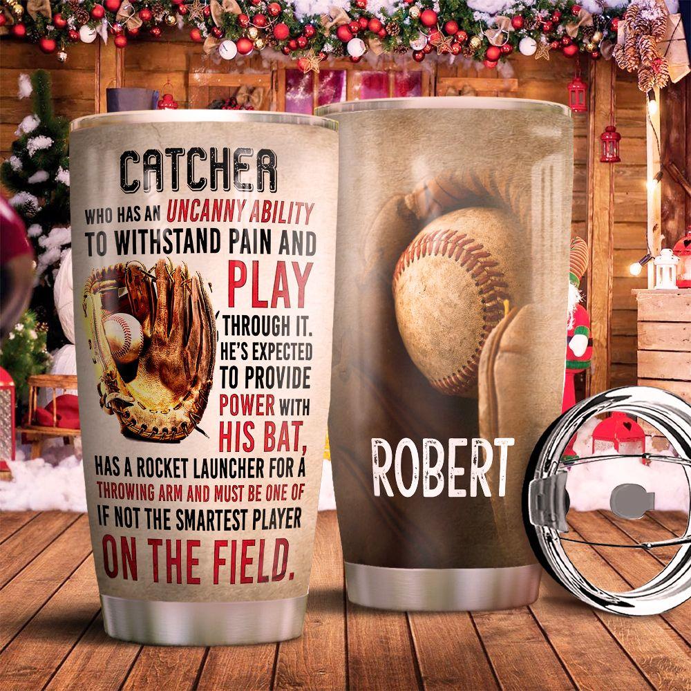Catcher Baseball Personalized DNR1411007 Stainless Steel Tumbler - MostSuit