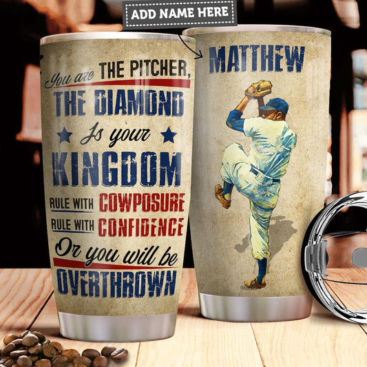 Personalized Baseball Pitcher Stainless Steel Tumbler Cups Drinkware 20oz - MostSuit