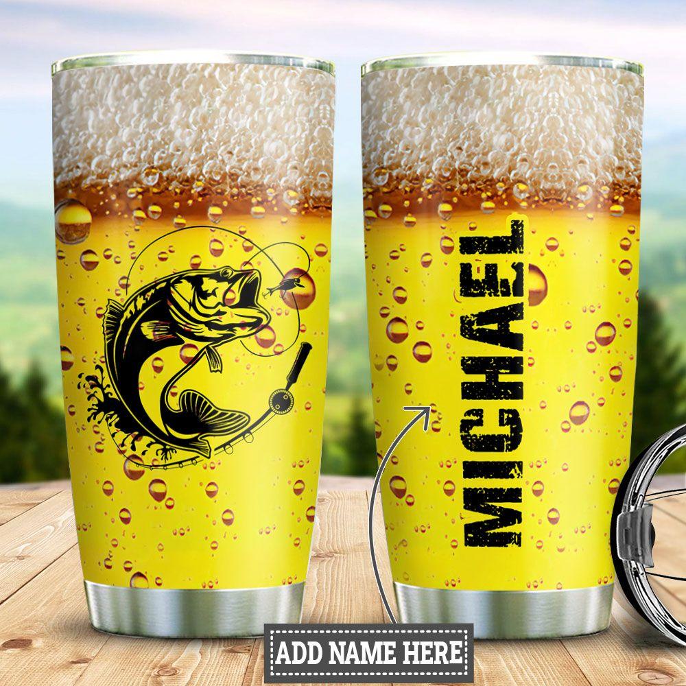 Personalized Beer Fishing Fishing Rod Fishing Tackle Stainless Steel Tumbler Cups Drinkware 20oz - MostSuit