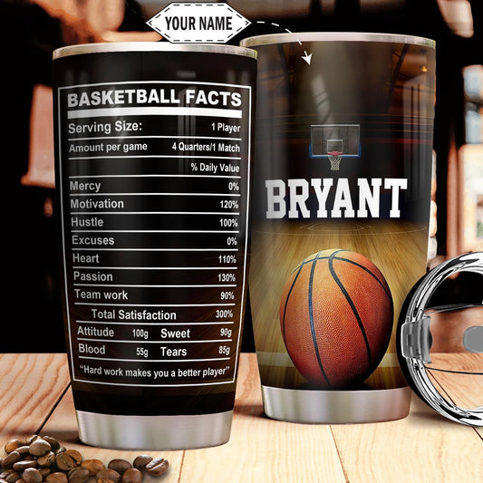 Basketball Facts Personalized Stainless Steel Tumbler Cups Drinkware 20oz - MostSuit